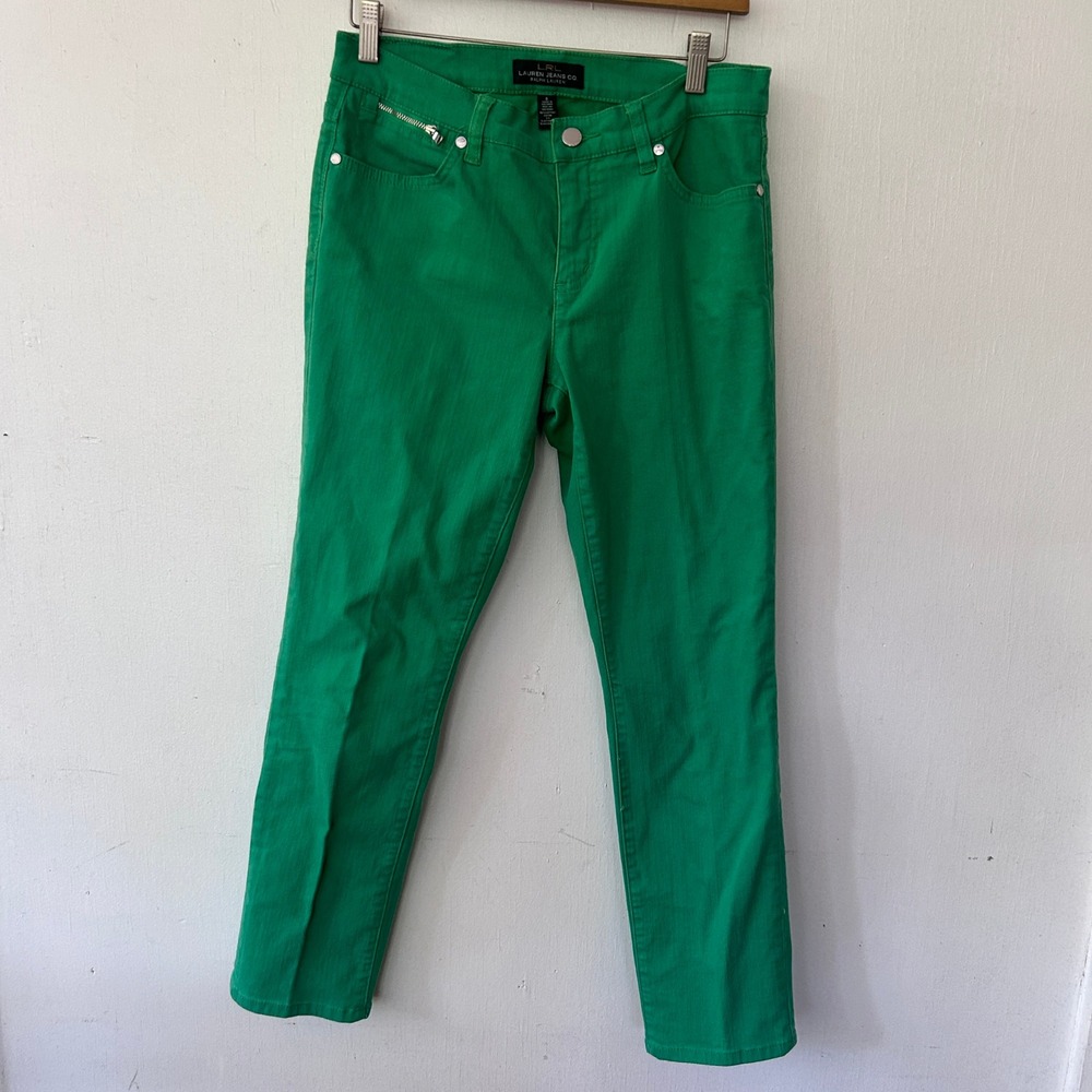 Lauren Jeans Co Ralph Lauren Jeans Women 8 Green Zipper Detail Preppy Classic